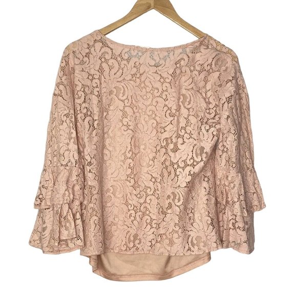 PINK Victoria's Secret Tops - Solitaire Women’s Lace Blouse Pink Tan Lined Size Medium